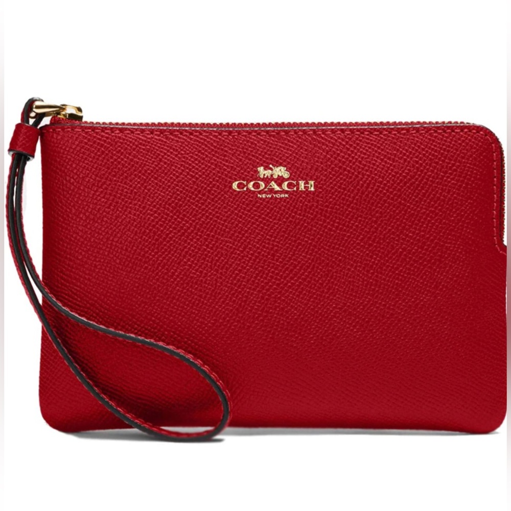 Coach Boxed Corner Zip Wristlet Red